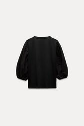 CONTRAST PUFF SLEEVE T-SHIRT