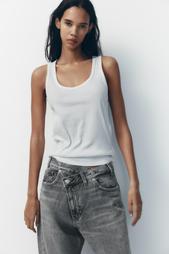 TRF MID-WAIST CROSSOVER BAGGY JEANS