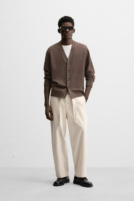 TEXTURED TROUSERS WITH BELT