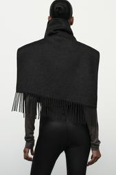 ASYMMETRIC FRINGED WOOL CAPE