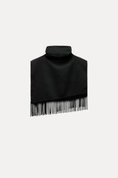 ASYMMETRIC FRINGED WOOL CAPE