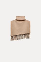 ASYMMETRIC FRINGED WOOL CAPE