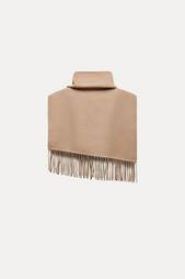 ASYMMETRIC FRINGED WOOL CAPE