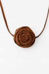 FAUX SUEDE CORD NECKLACE WITH FLOWER