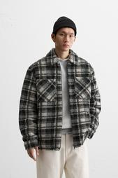 CHECK OVERSHIRT WITH FAUX SHEARLING