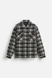 CHECK OVERSHIRT WITH FAUX SHEARLING