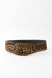 STUDDED ANIMAL PRINT LEATHER CORSET BELT