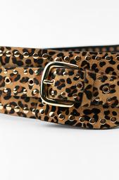 STUDDED ANIMAL PRINT LEATHER CORSET BELT