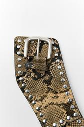 STUDDED ANIMAL PRINT LEATHER CORSET BELT