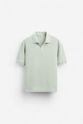 TEXTURED POLO SHIRT WITH RIBBED TRIMS