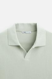 TEXTURED POLO SHIRT WITH RIBBED TRIMS