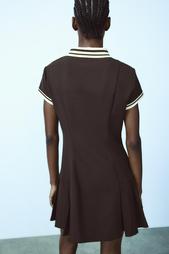 CONTRAST RIBBED DRESS WITH BOX PLEATS