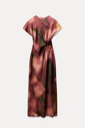 PRINTED SATIN MIDI DRESS