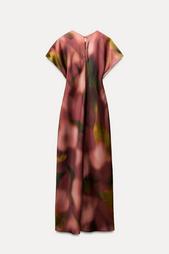 PRINTED SATIN MIDI DRESS