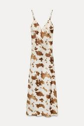 PRINTED SATIN MIDI DRESS