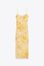 PRINTED TULLE MIDI DRESS