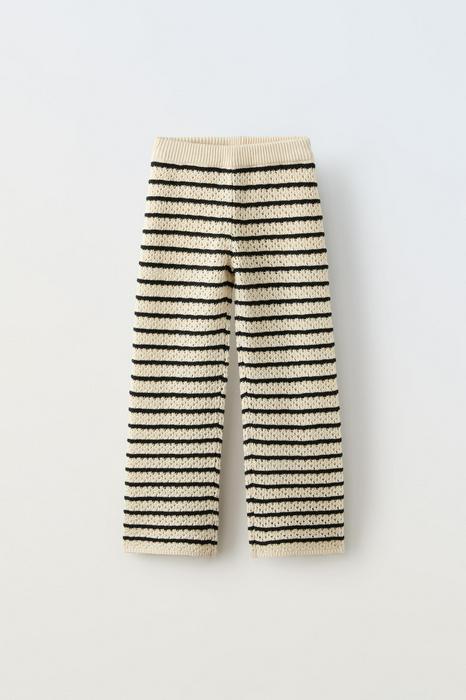 STRIPED CROCHET KNIT TROUSERS