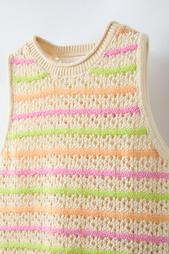 STRIPED KNIT CROCHET TOP