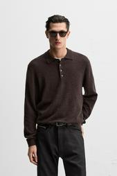 COTTON-WOOL KNIT POLO SHIRT