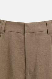 CREASED-EFFECT PLEATED BERMUDA SHORTS