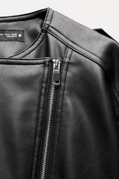 CROPPED LEATHER EFFECT BIKER JACKET