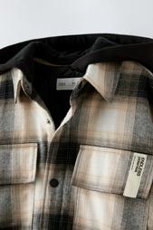 QUILTED CHECK OVERSHIRT WITH HOOD