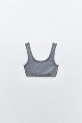 FADED-EFFECT RIBBED CROP TOP WITH RIPS