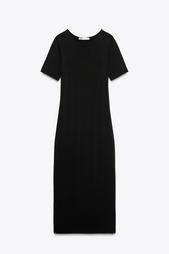 FITTED PLAIN KNIT MIDI DRESS