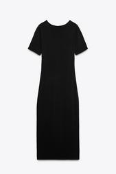 FITTED PLAIN KNIT MIDI DRESS