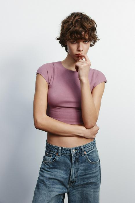 COTTON MODAL CROPPED T-SHIRT