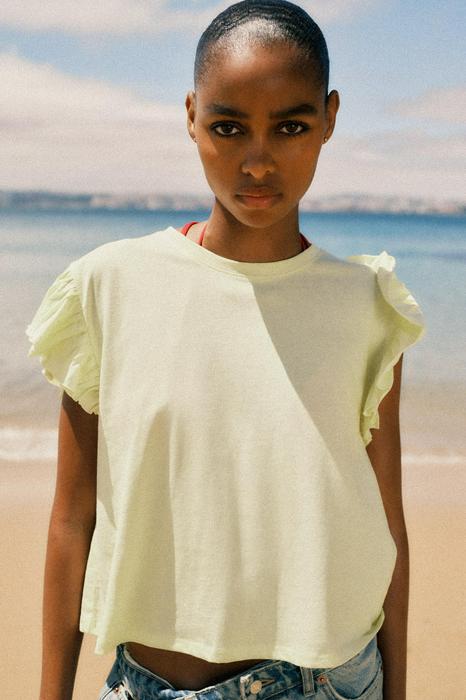 COTTON T-SHIRT WITH RUFFLES