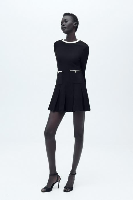 MINI KNIT PLEATED DRESS