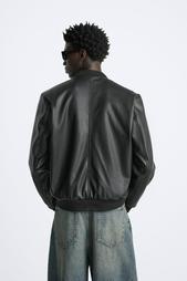 LEATHER EFFECT BOMBER JACKET