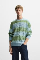 SPRAY PRINT CABLE-KNIT SWEATER