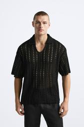 CROCHET KNIT POLO SHIRT