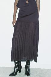 COMBINED PLEATED KNIT SKIRT