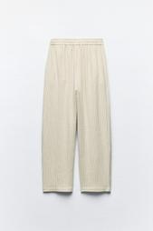 STRIPED LINEN BLEND TROUSERS