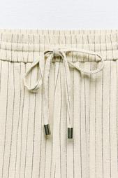 STRIPED LINEN BLEND TROUSERS