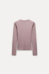 LONG SLEEVE WASHED EFFECT RIBBED T-SHIRT