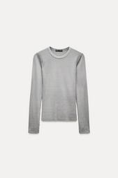 LONG SLEEVE WASHED EFFECT RIBBED T-SHIRT