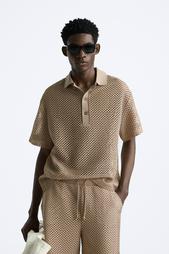 TEXTURED OPENWORK POLO SHIRT