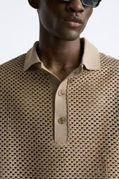 TEXTURED OPENWORK POLO SHIRT