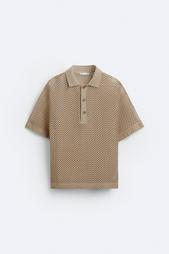 TEXTURED OPENWORK POLO SHIRT