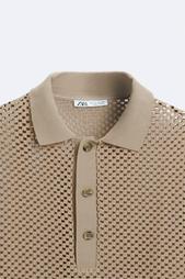 TEXTURED OPENWORK POLO SHIRT