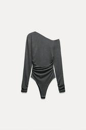 ASYMMETRIC RUCHED BODYSUIT