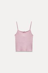 SEAMLESS RIBBED CROP TOP WITH BOW