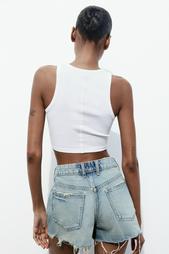 TRF RIPPED MID-RISE DENIM SHORTS