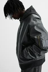 LEATHER EFFECT JACKET WITH HOOD