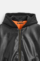 LEATHER EFFECT JACKET WITH HOOD