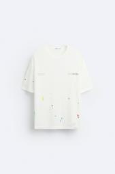 PAINT SPLATTER T-SHIRT WITH SLOGANS